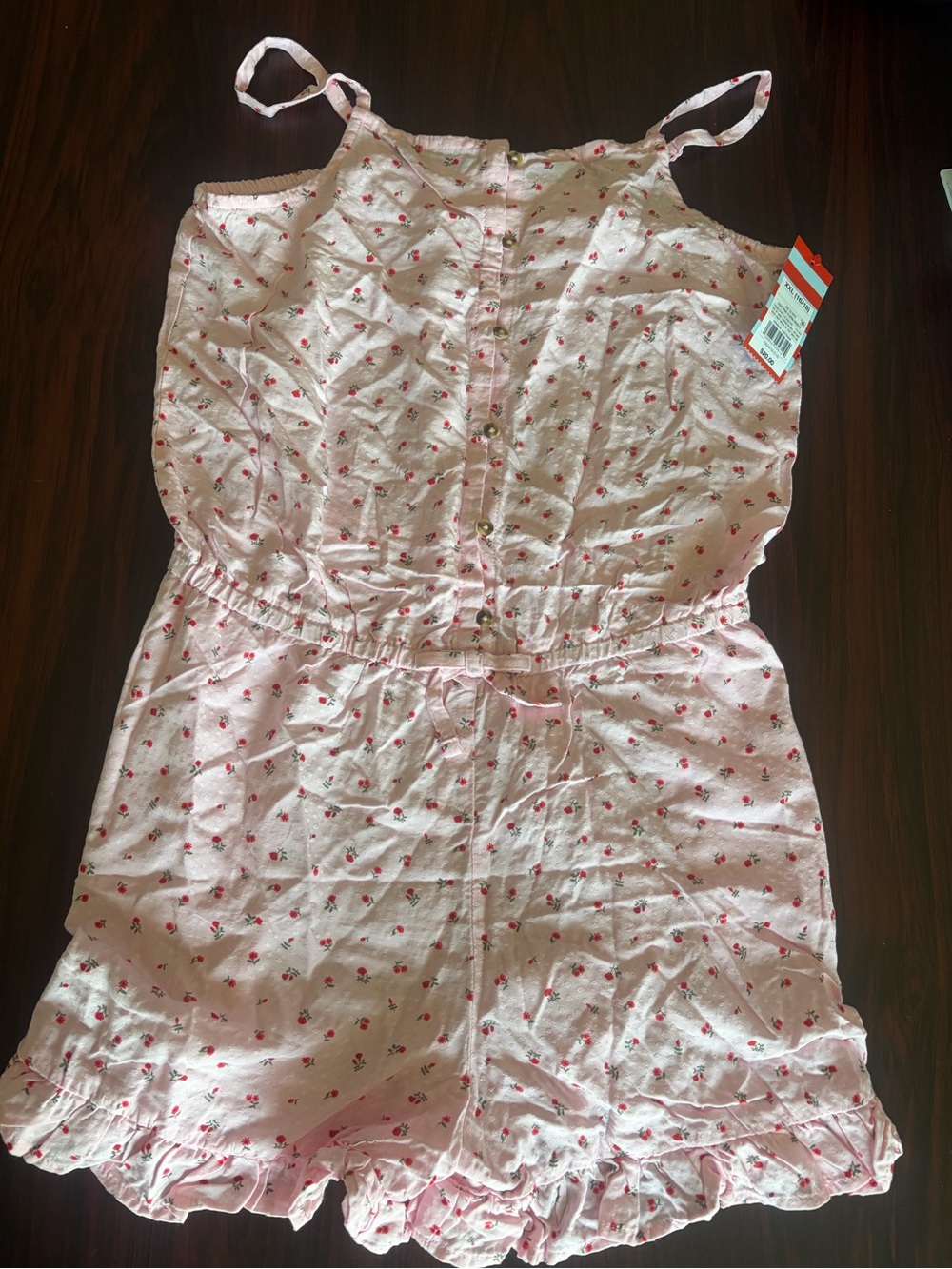 Cat & Jack Light Pink Floral Button-Front Romper
